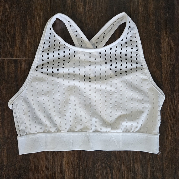 White | ALALA | Perforated Cross Back Sport Bra - Picture 2 of 7